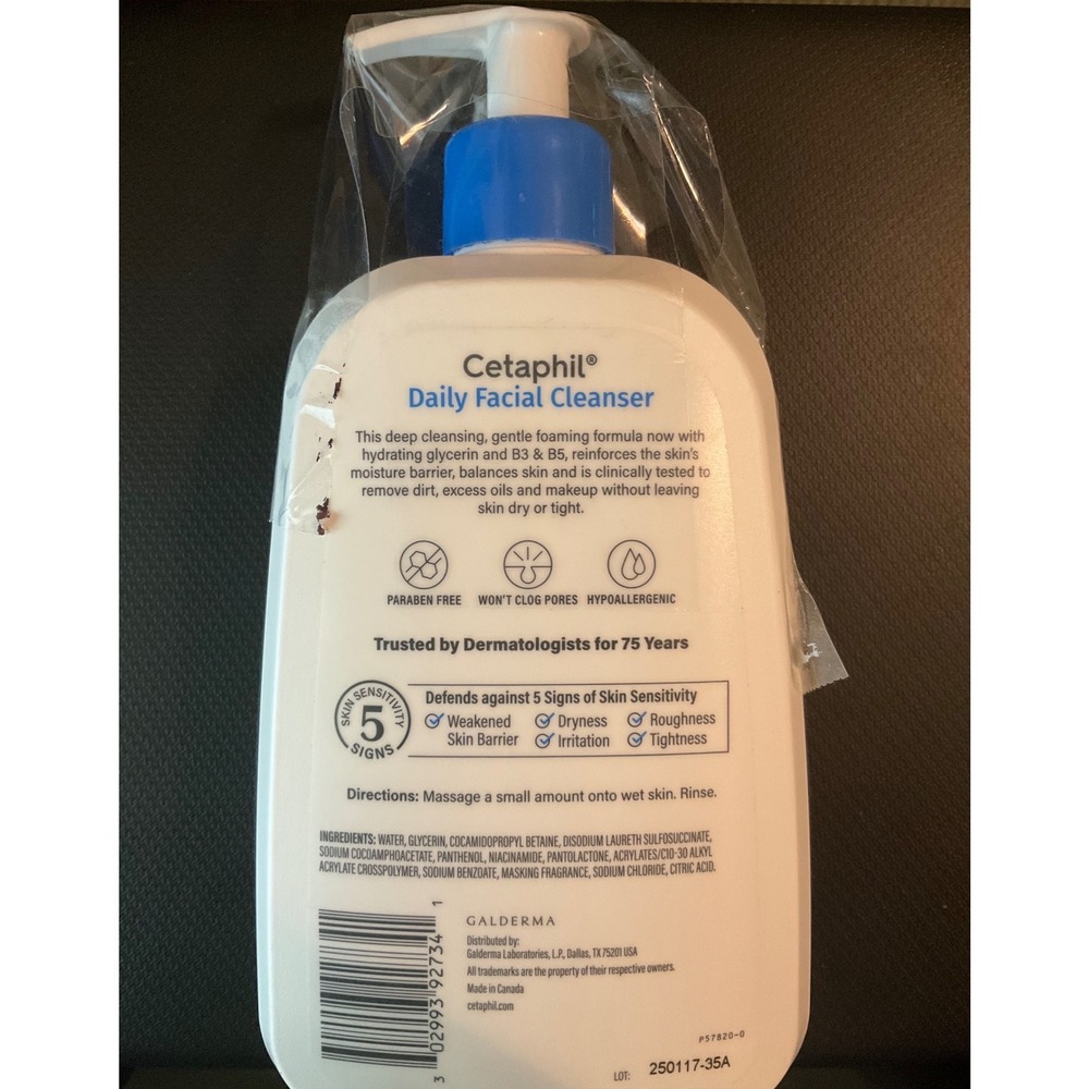 Cetaphil Daily Facial Cleanser Normal to Oily Sensitive Skin 16oz Vitamin B3 B5 - Picture 2 of 3